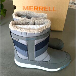 Merrell Boys Alpine Waterproof Gray Blue Puffer Snow Winter Boots Size 5